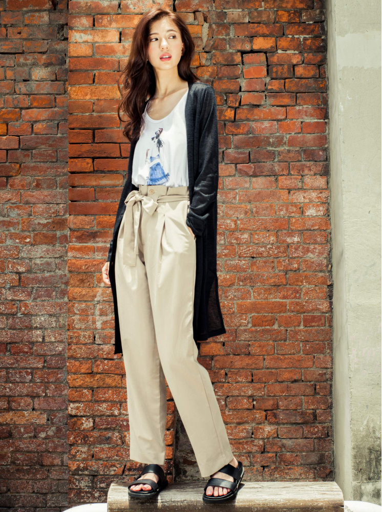 長版修身針織罩衫-黑