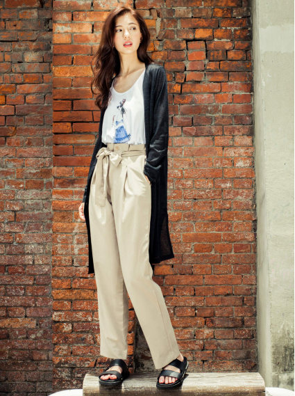 長版修身針織罩衫-黑