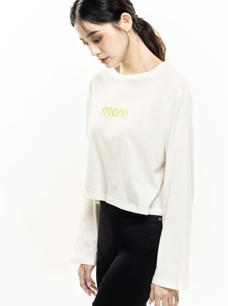 個性印花短版上衣-白